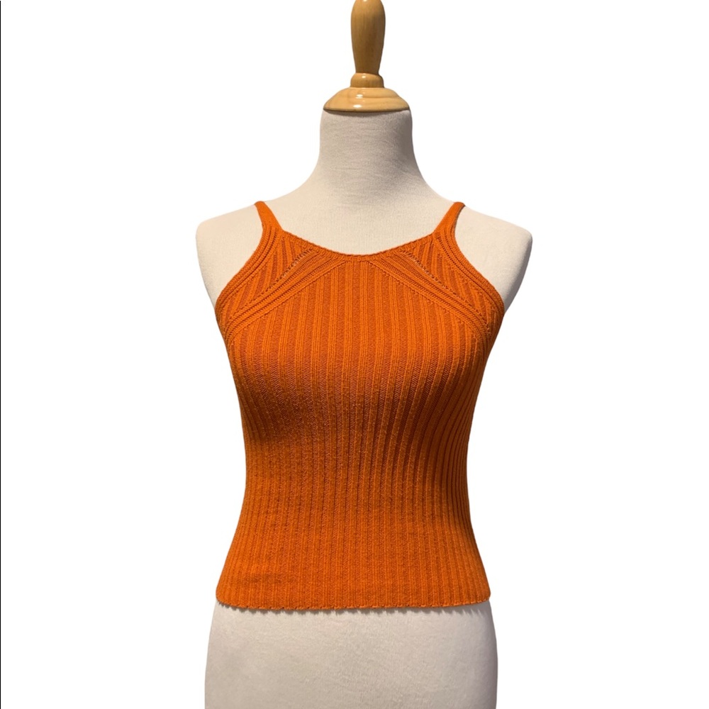 RW&CO | Orange Crochet Style Ribbed Tank Top
